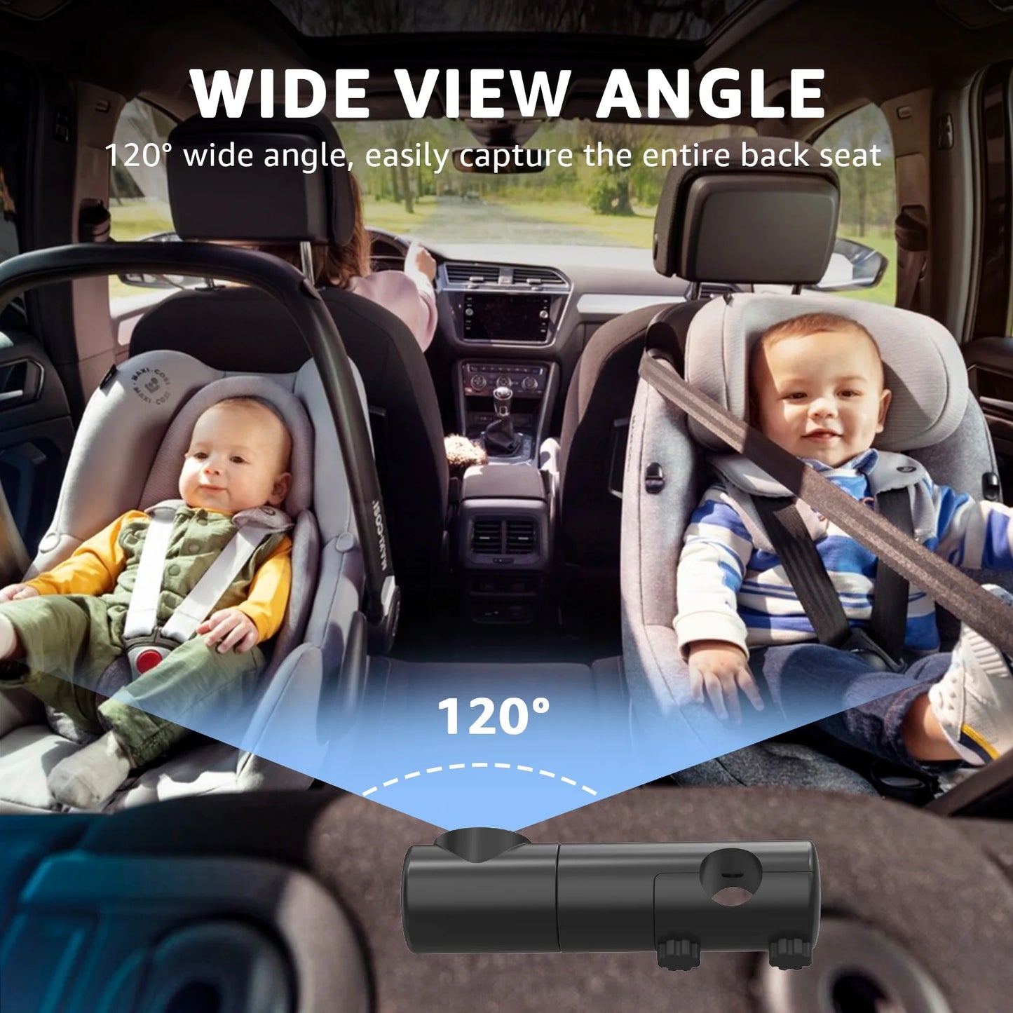 Baby Car Camera,4.3" HD Display Baby Car Mirror with Night Vision Feature,Wide Clear View